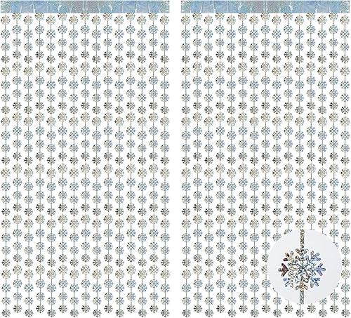 Miniatura 10 de Cortinas de flecos de papel de aluminio verde para fiestas, paquete de 2 telón de fondo de flecos de oropel para decoraciones de fiesta de Navidad,