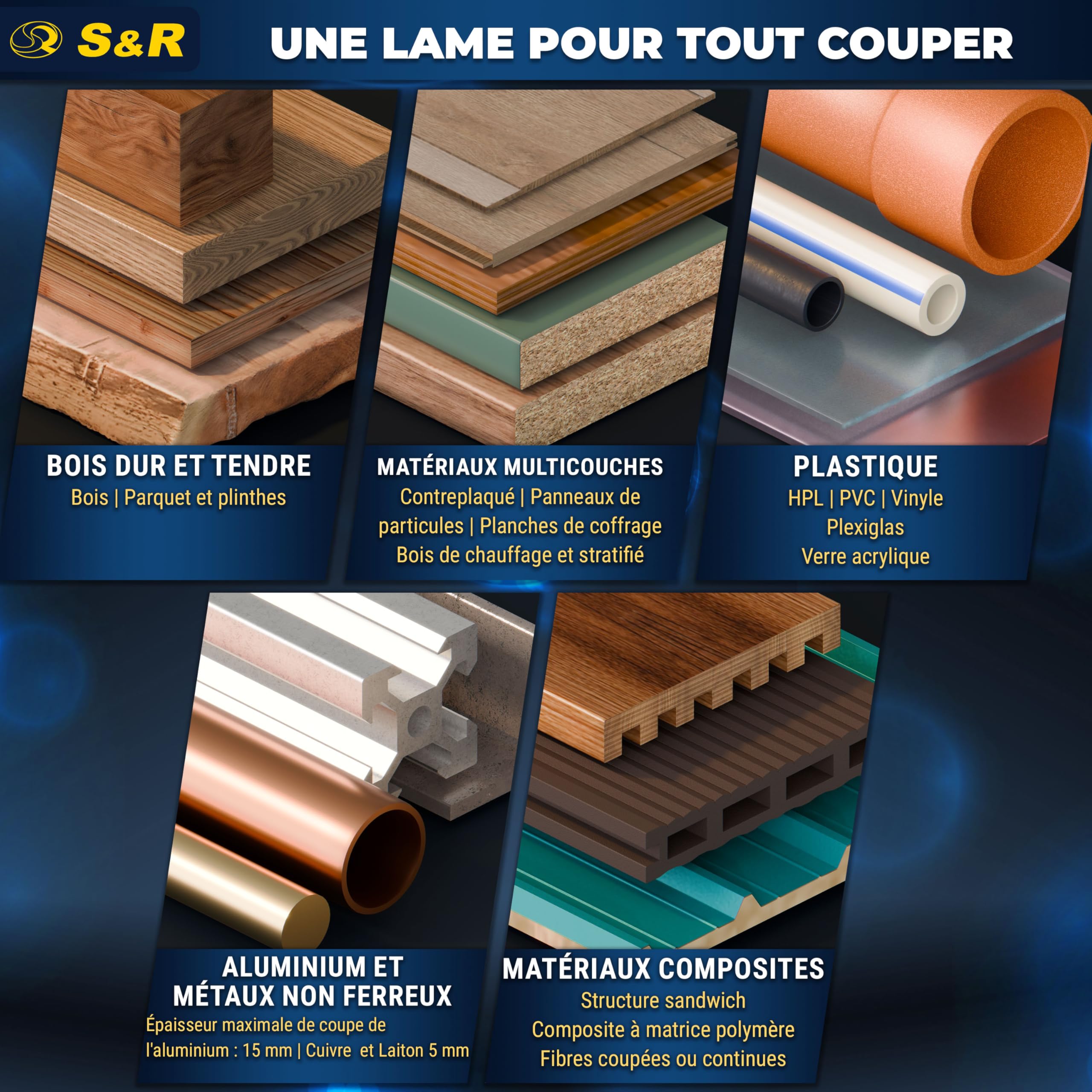 S&R Lame de scie circulaire 254 x 30 mm 96 dents TCT Coupe Bois Multimatériaux