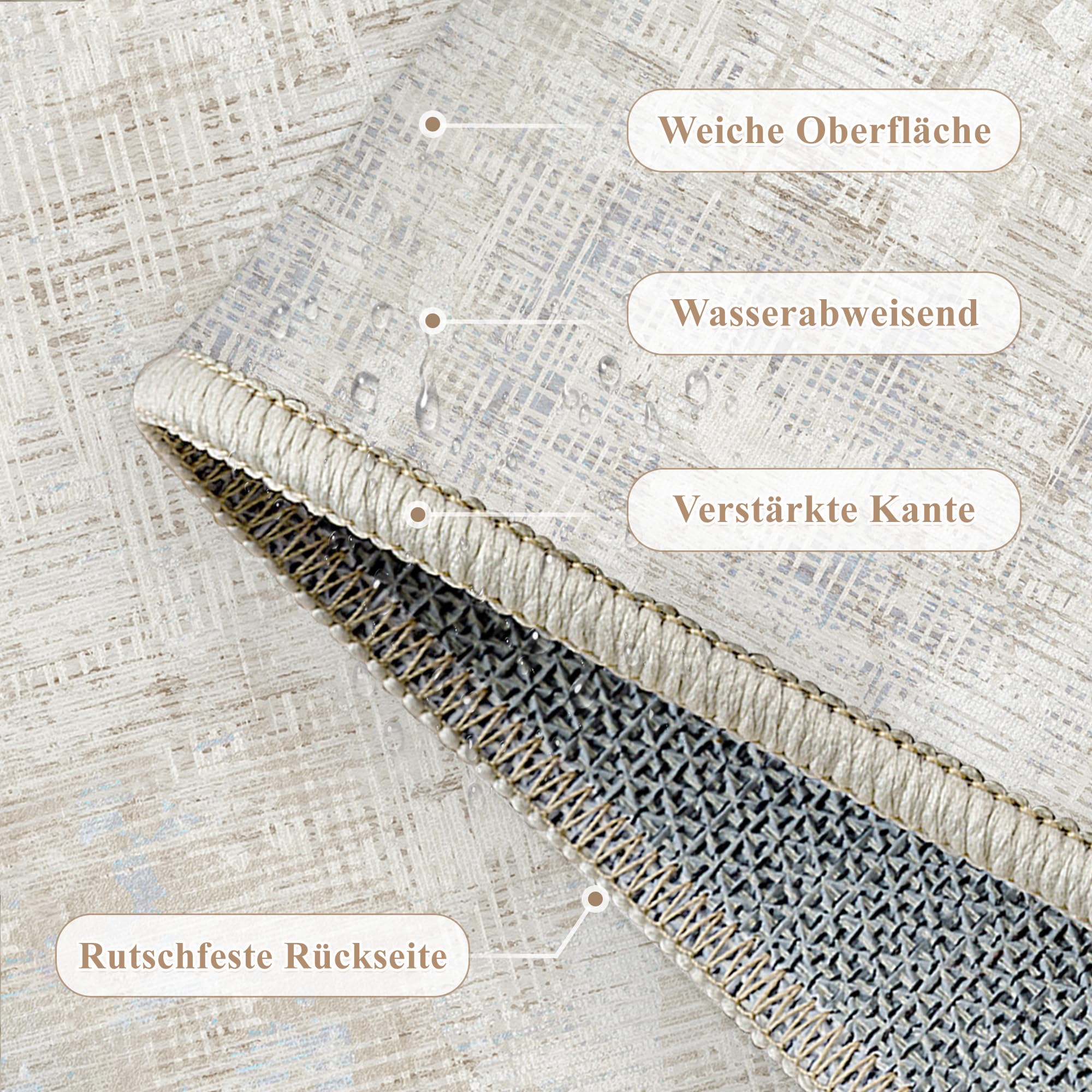 PureCozy Beige Grau Teppich Wohnzimmer 200x300cm Waschbar Kurzflor | Waschbar Boho Teppich,Rutschfest, Weich, Kurzflorig, für Wohnzimmerteppich,Schlafzimmer,Esszimmer,Büro,Kinderzimmer