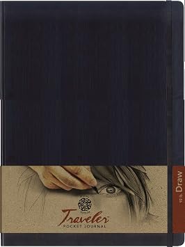 Pentalic 9" x 12" Pocket Drawing Traveler Journal, 120 Pages, Black