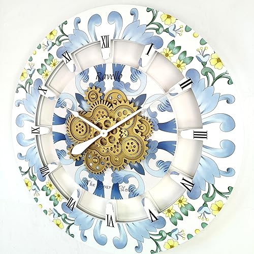 The Gears Reloj de pared Colección Italia con engranajes móviles (Ravello, 36 pulgadas redondo)