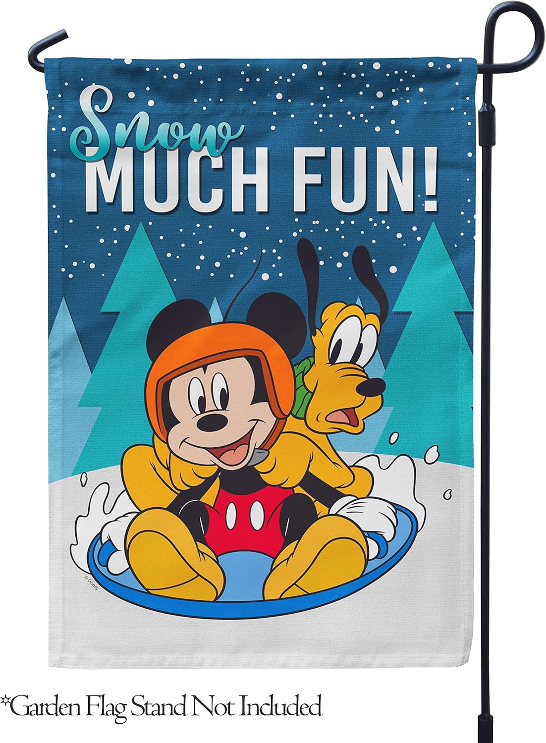 Flagology, Disney, Snow Much Fun Mickey, Garden Flag, Outdoor/Indoor, Exclusive Premium Fabric, Officially Licensed Disney (12" x 18")