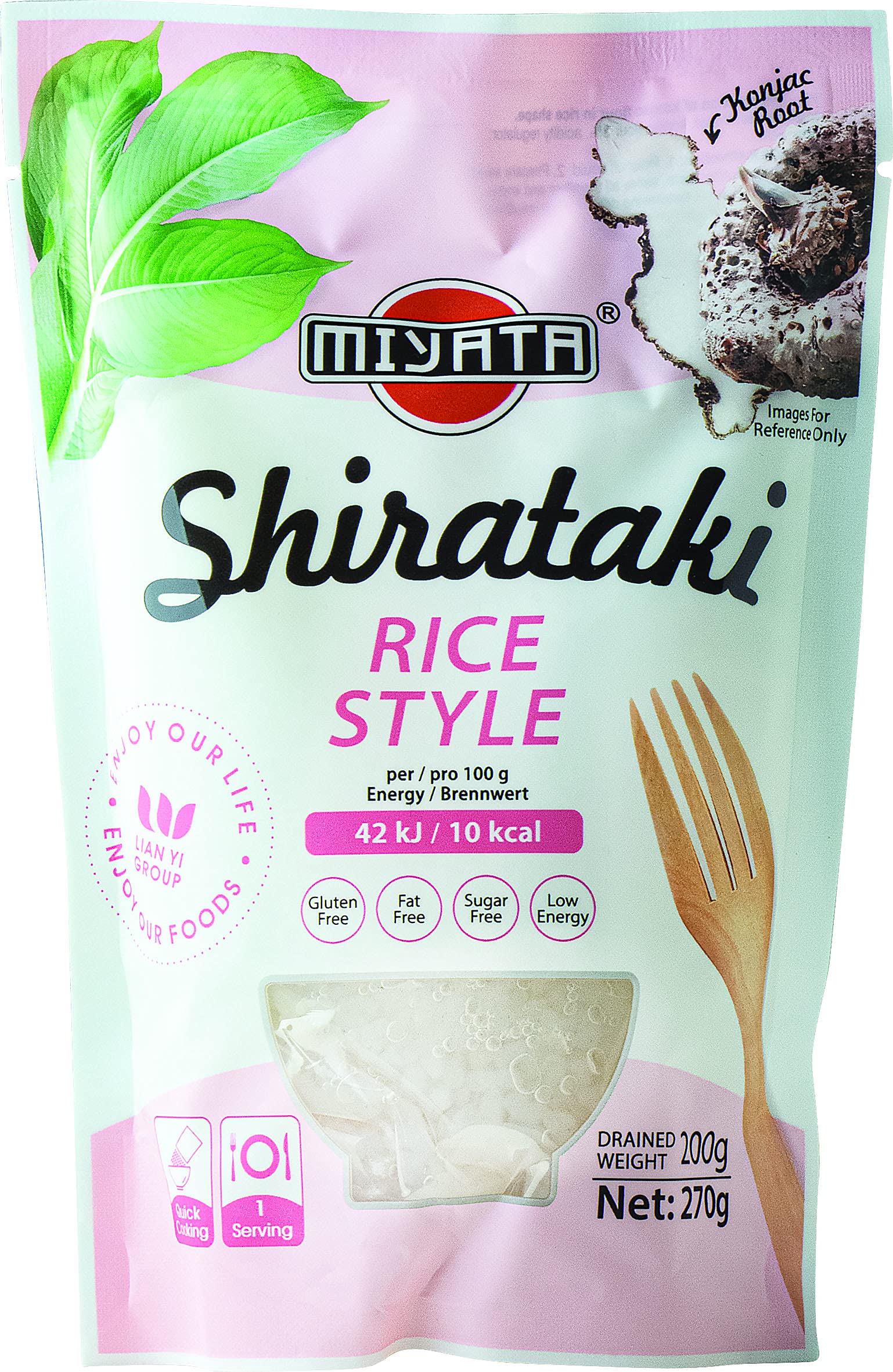 Buy Miyata Shirataki, Low Carb Konjak Flour Noodles Rice Style Pack of