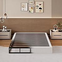 Vista 11 de Base para somier Queen de 2 pulgadas de perfil bajo, láminas de cama de montaje fácil, estructura metálica resistente, base de apoyo para colchón