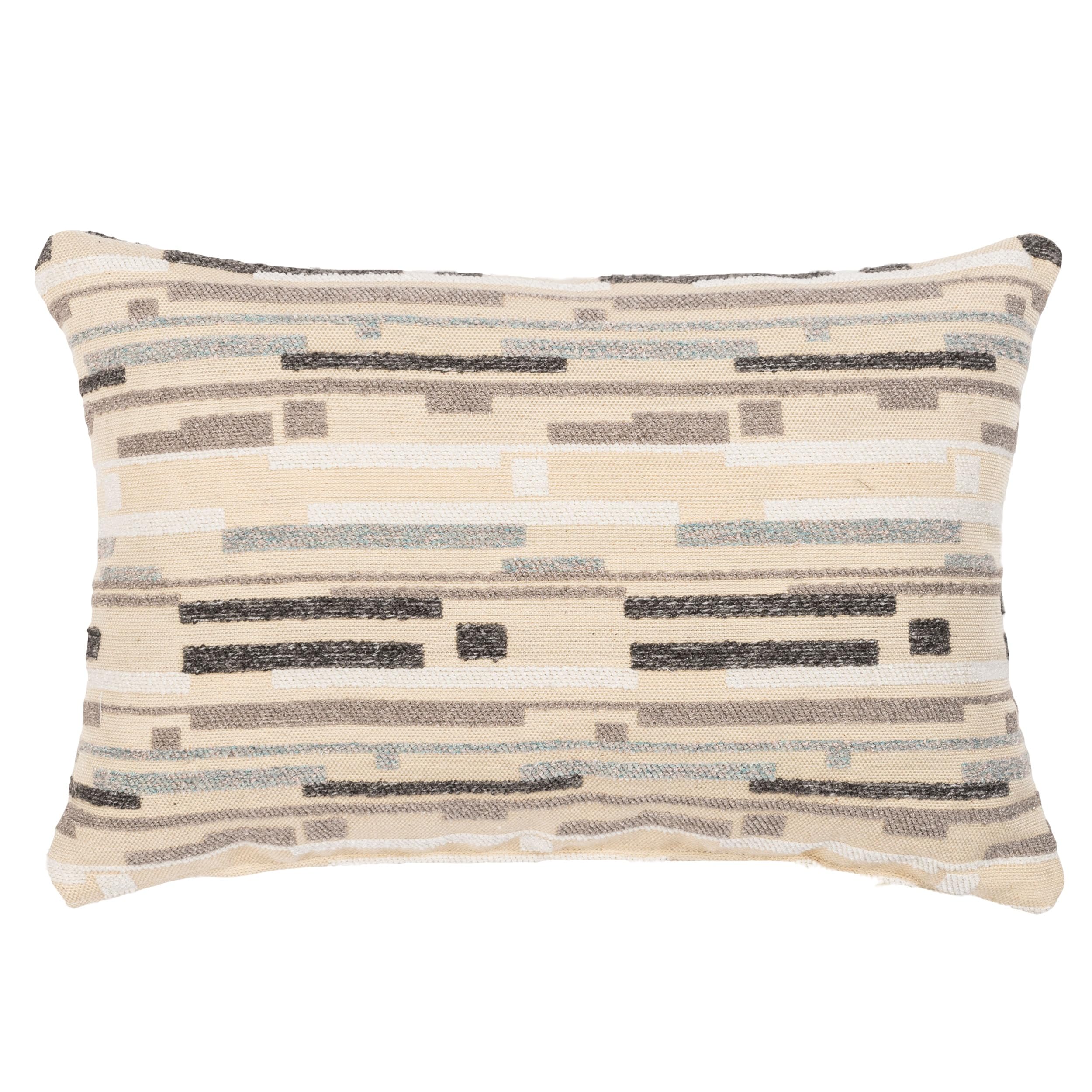 Linen Loft Brown Fractal Geometric Boucle Boudoir Cushion Cover. Modern Geometric Tactile Boucle Design In Natural S & Beiges. 17X12 Rectangle Cover Only.