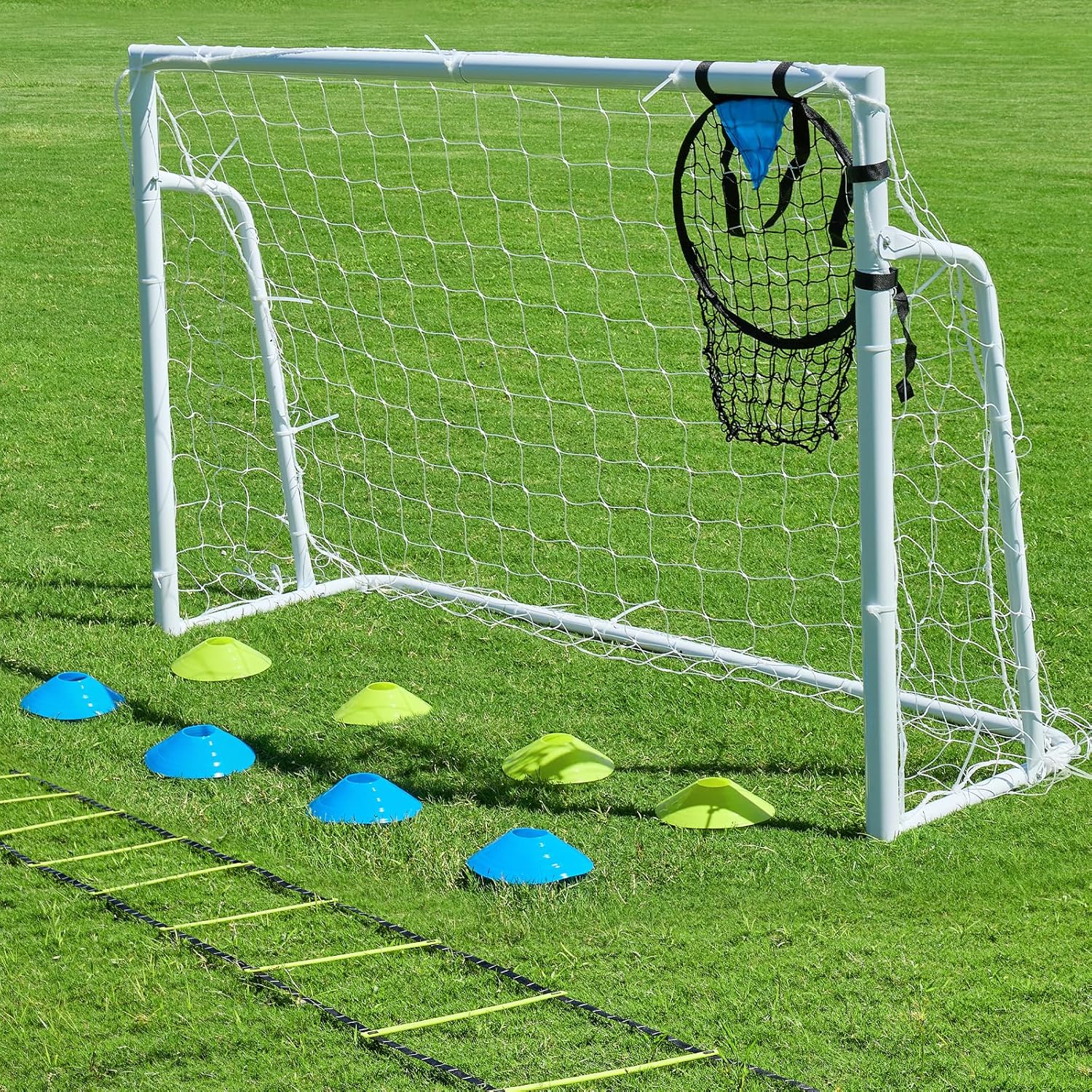 Soccer Goals for Backyard Soccer Goal 12x6 Big 10x6.5 8x6 6x4FT Soccer Goals for Youth Adults and Kids Large Metal 2" Goal Post with Agility Ladder and Target Net Soccer Cones Practice Equipment