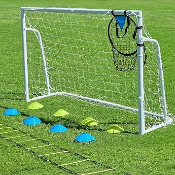 Soccer Goals for Backyard Soccer Goal 12x6 Big 10x6.5 8x6 6x4FT Soccer Goals for Youth Adults and Kids Large Metal 2" Goal Post with Agility Ladder and Target Net Soccer Cones Practice Equipment