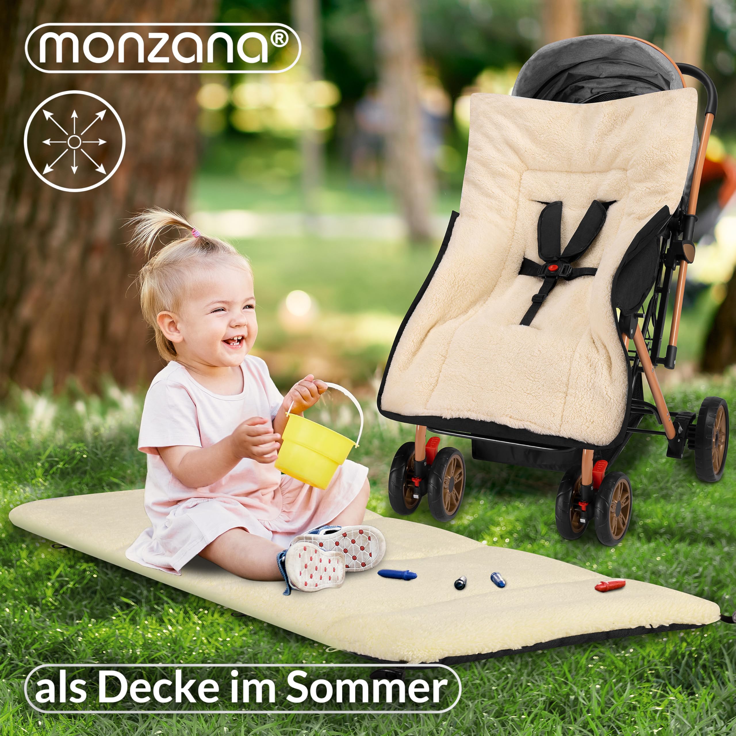 MONZANA® Réducteur de lit bébé Chancelière universelle pour poussette landeau ou siege auto Couverture bebe nid d'ange