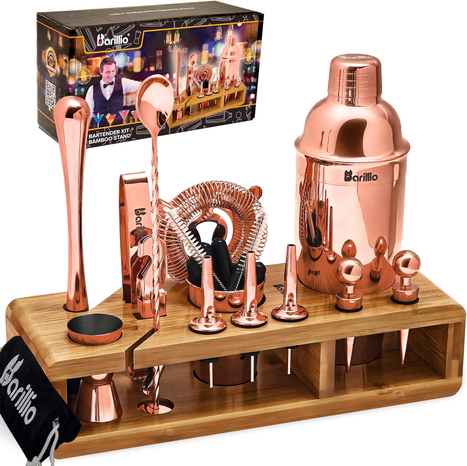 Copper 23Piece Bartender Kit Cocktail Shaker Set by