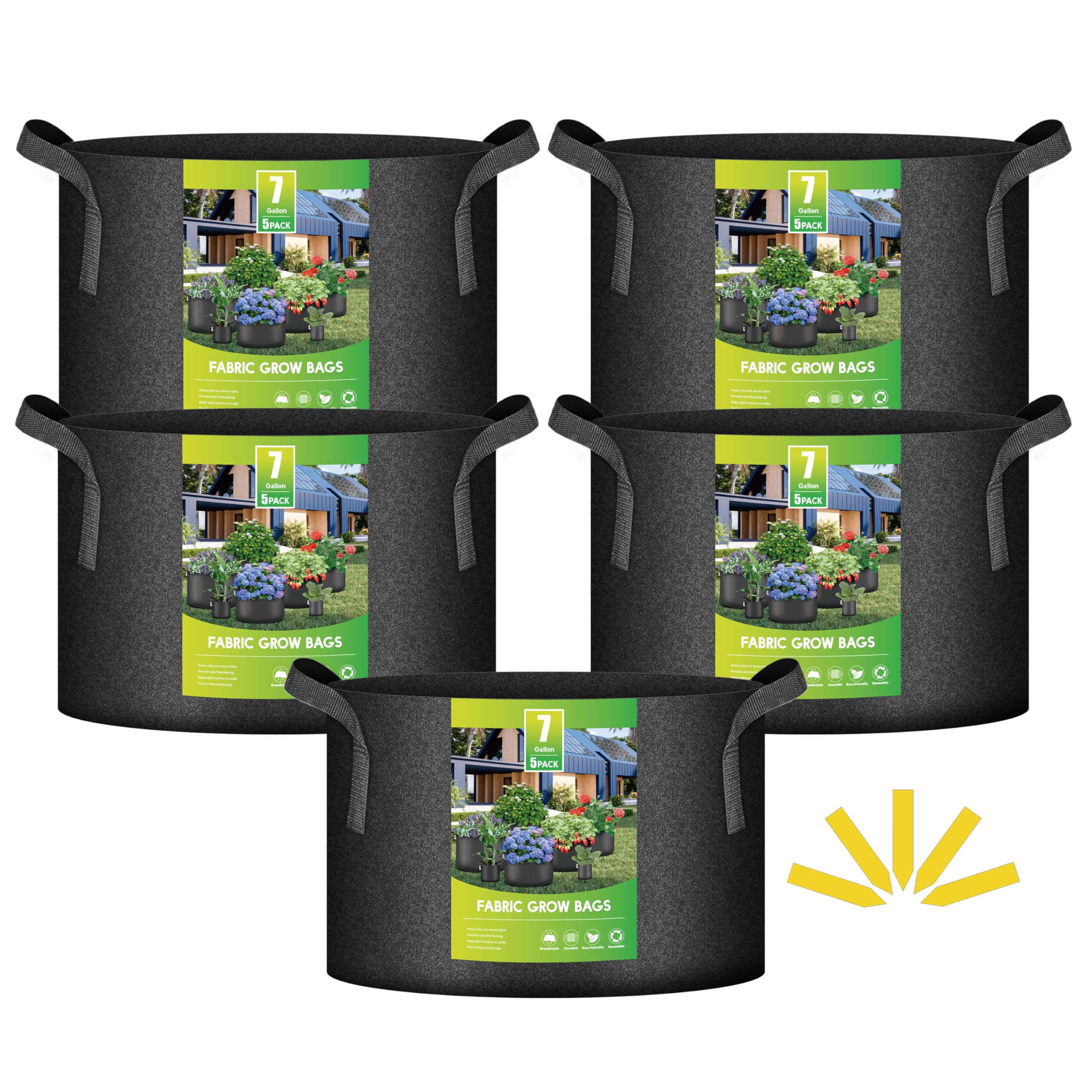iPower 5 Pack 7 Gallon Grow Bags