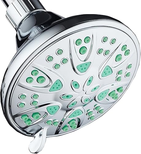 AquaDance Antimicrobiano - Cabezal de ducha de alta presión antiobstrucción de 6 ajustes con protección de boquilla contra el crecimiento de moho,