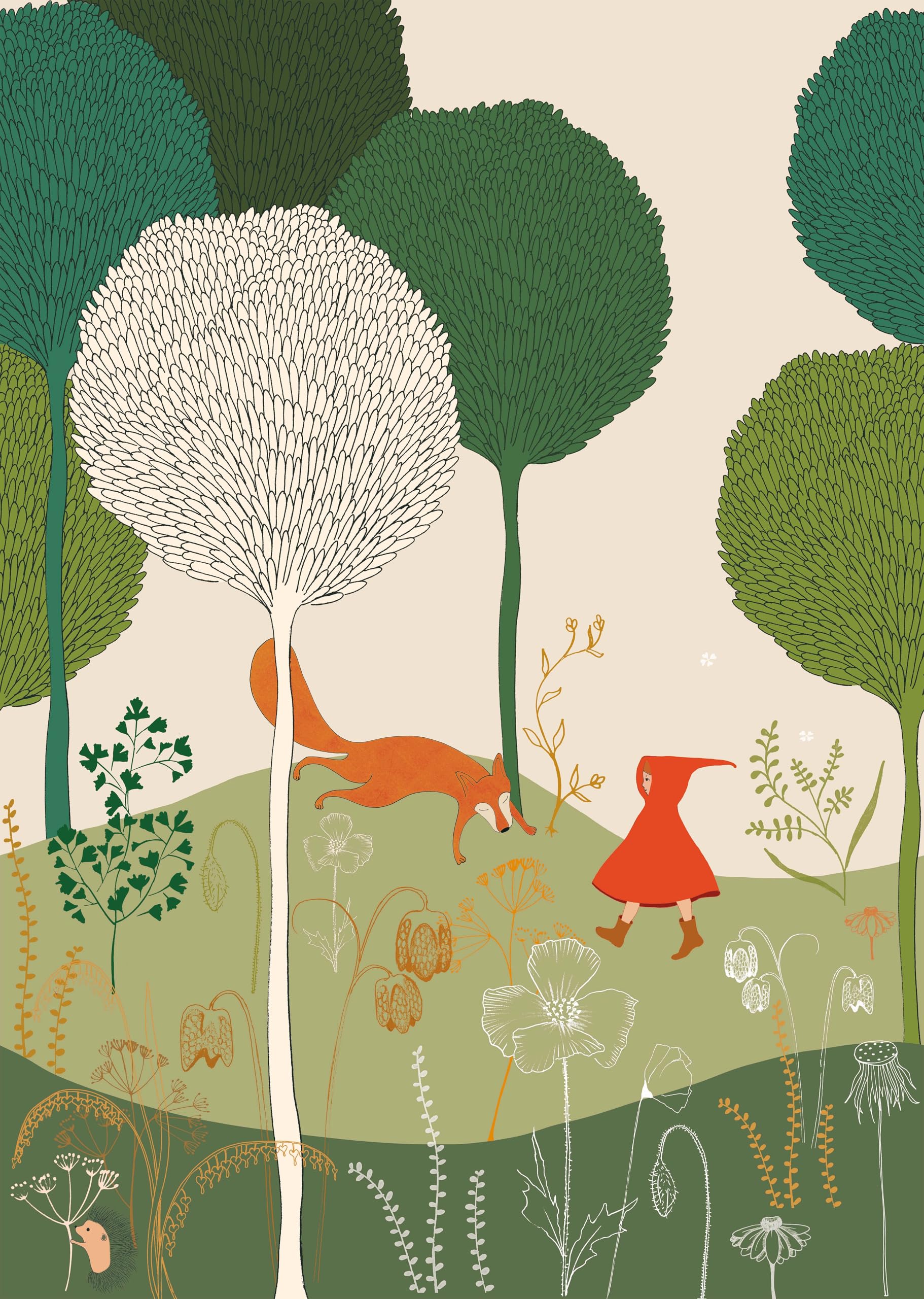 Papier peint Petit Chaperon Rouge poésie murale grand format forêt enchantée Rasch Stories