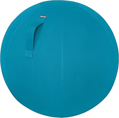 Leitz Active Sitting Ball, Ergonomically Designed Desk Chair Alternative, 65cm Diameter, Includes Fabric Ball Cover, Hand Air Pump & 2 x Plugs, Ergo Cosy Range, Calm Blue, 52790061