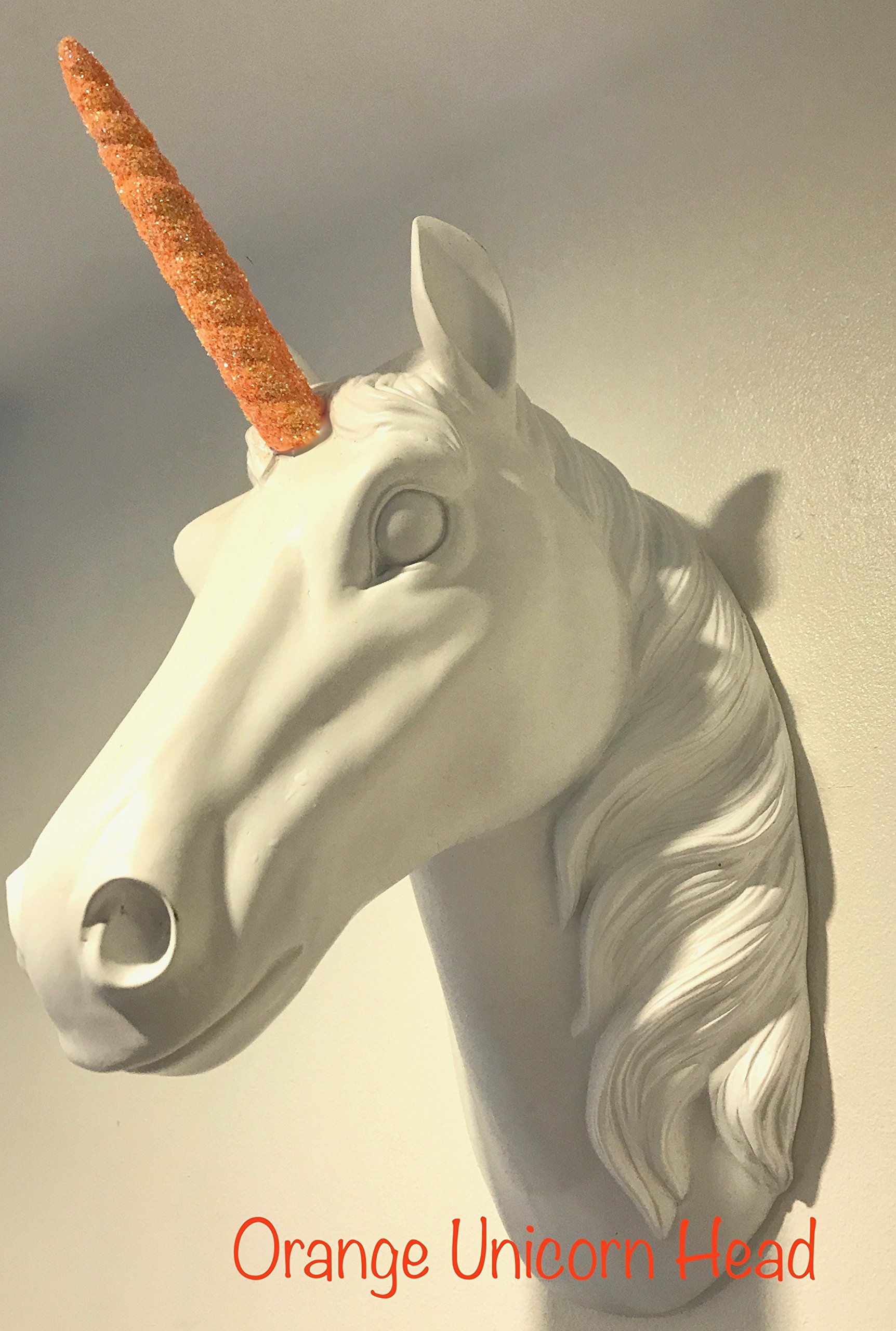 Stunning Unicorn Head Wall Mount (ORANGE HORN) - Unicorn Head wall Art - Gift idea