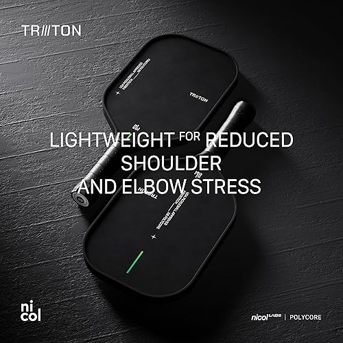 Miniatura 7 de Paleta de pickleball de Nicol 2025 Triton  Superficie híbrida de fibra de vidrio  Palas de control X8 PolyCore  Raqueta ligera de 0.551 in con