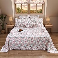 Vista 65 de FADFAY Juego de sábanas de rosas rojas, ropa de cama vintage floral de rosas elegantes, ropa de cama estilo rústico, 100% algodón egipcio percal