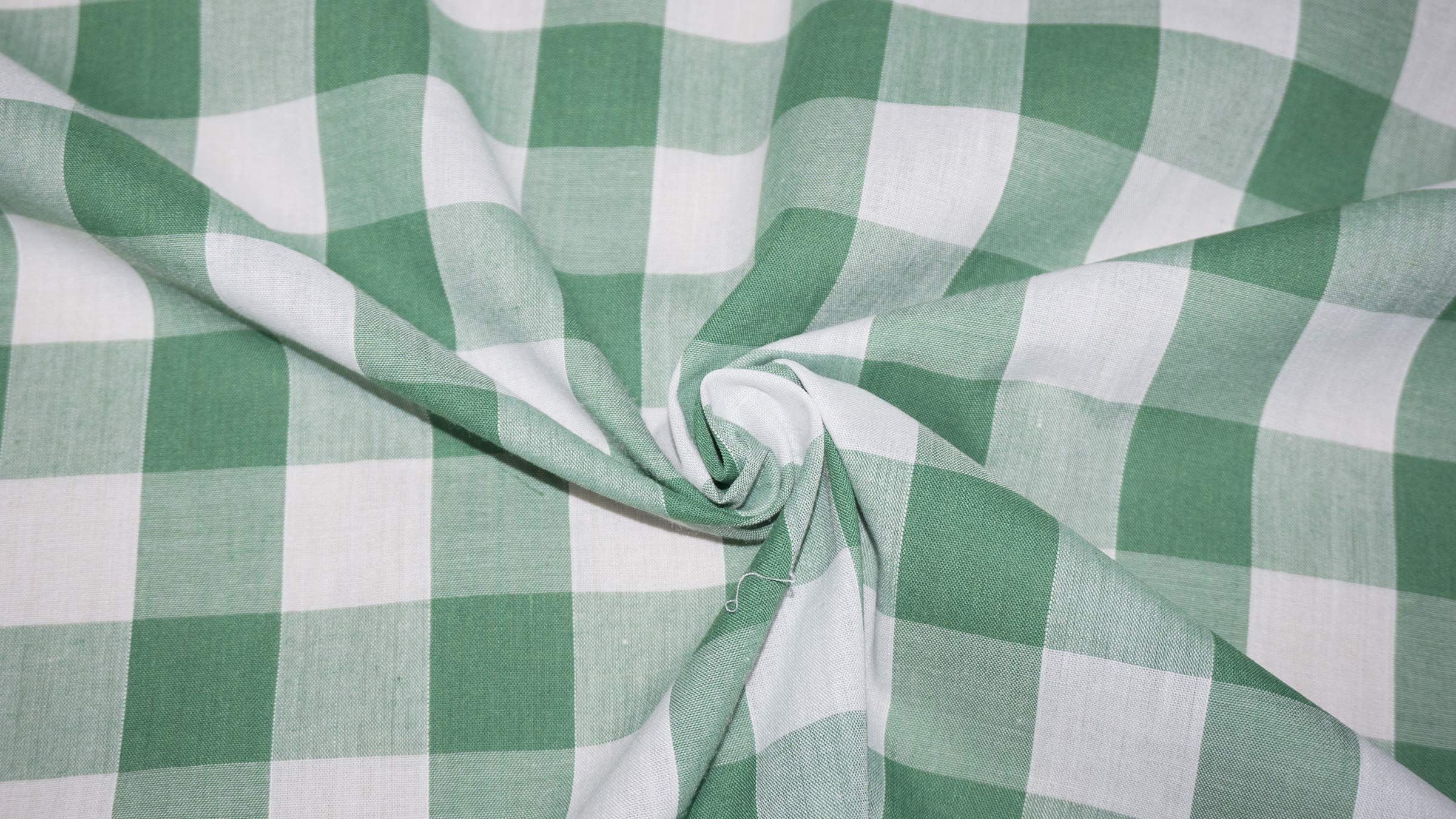 Emerald Green Gingham Check Material 1” Gingham Squares Polycotton Fabric PER METRE / ***Free UK Post***