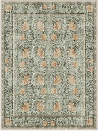 Vista 202 de RUGGABLE x Morris & Co Tapete prémium de pasillo lavable, para pasillo, cocina, entrada, sala de estar, dormitorio u oficina, con base Madreselva