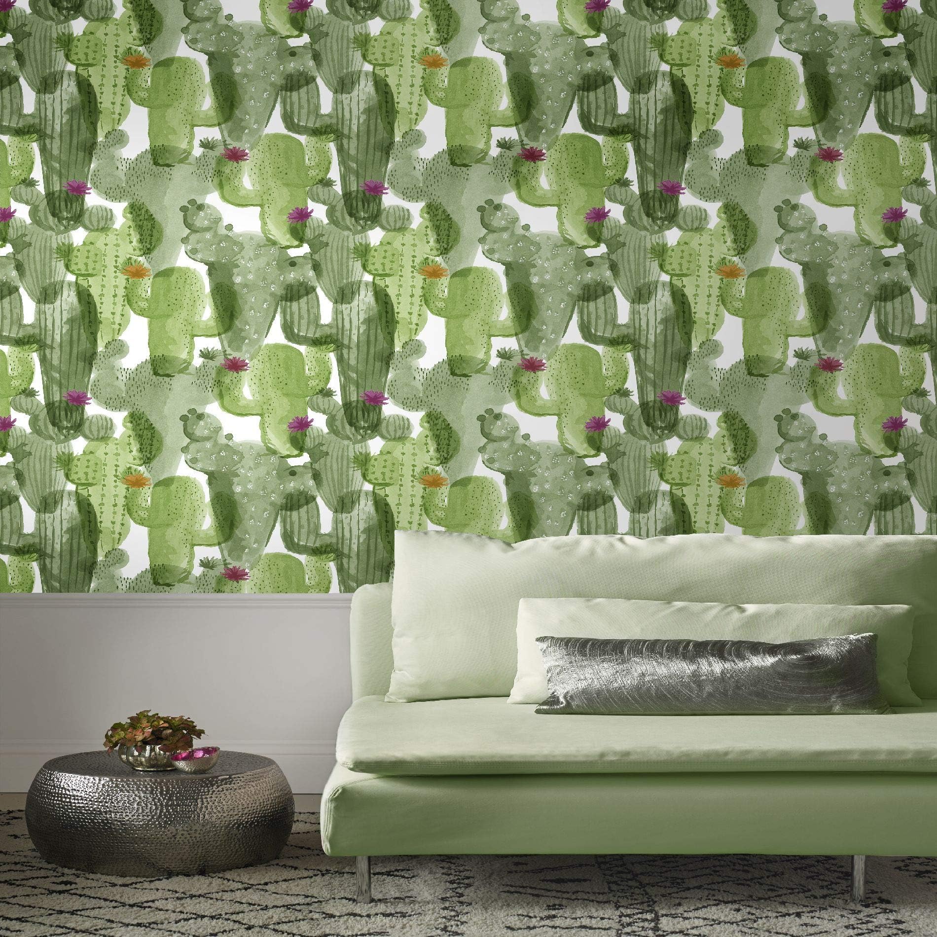 Superfresco Easy Green/White Cactus Floral Paste The Wall Wallpaper (was £16)