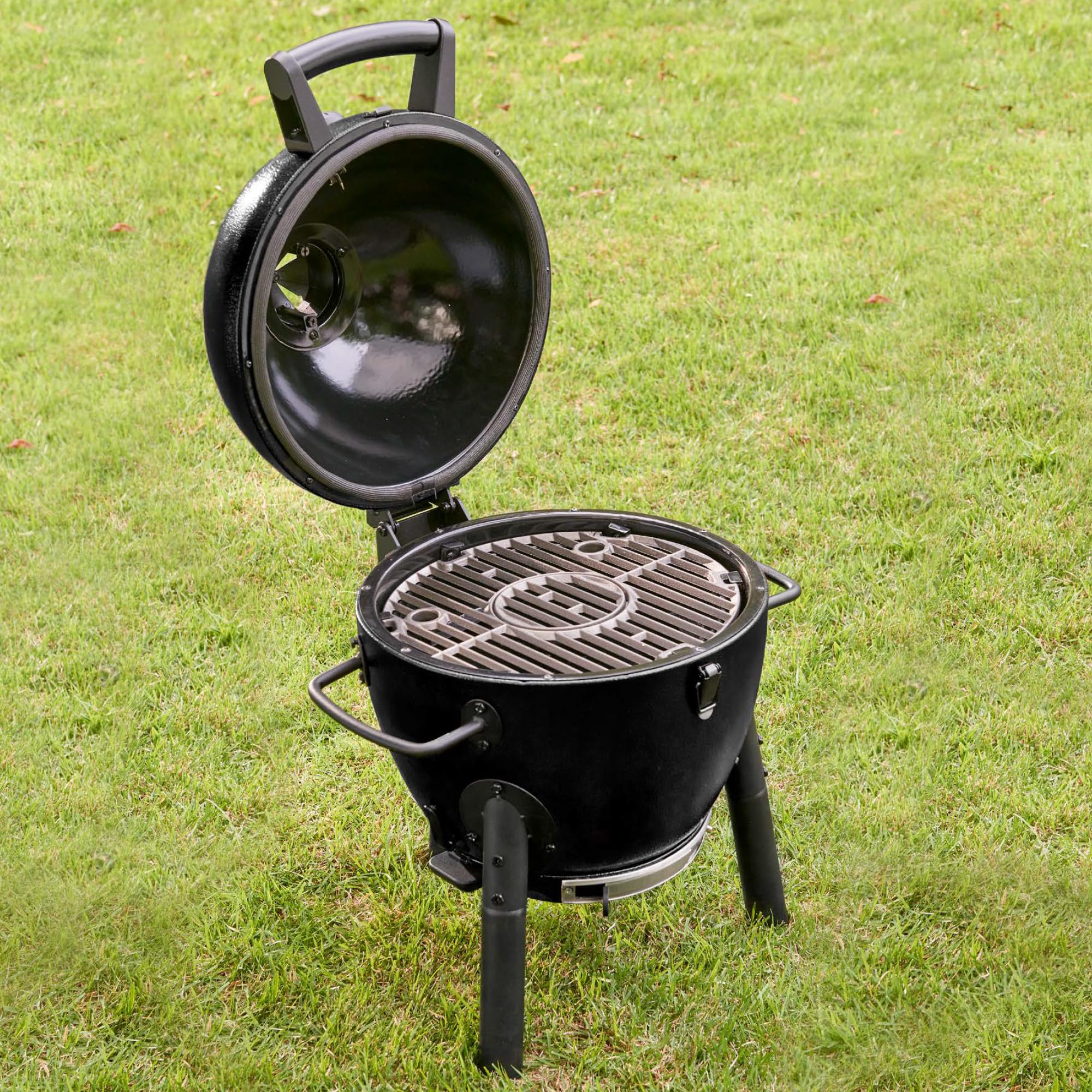Char-Griller E6714 AKORN Jr. Kamado, Barbecue Portatile a carbonella con Cenere