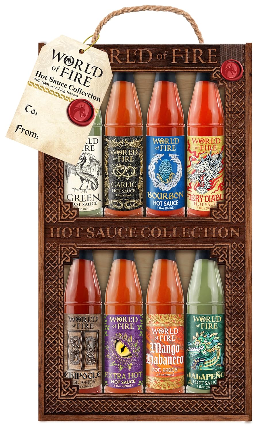 World of Fire Hot Sauce Variety Pack - 8 Hot Sauce Bottles Gift Set