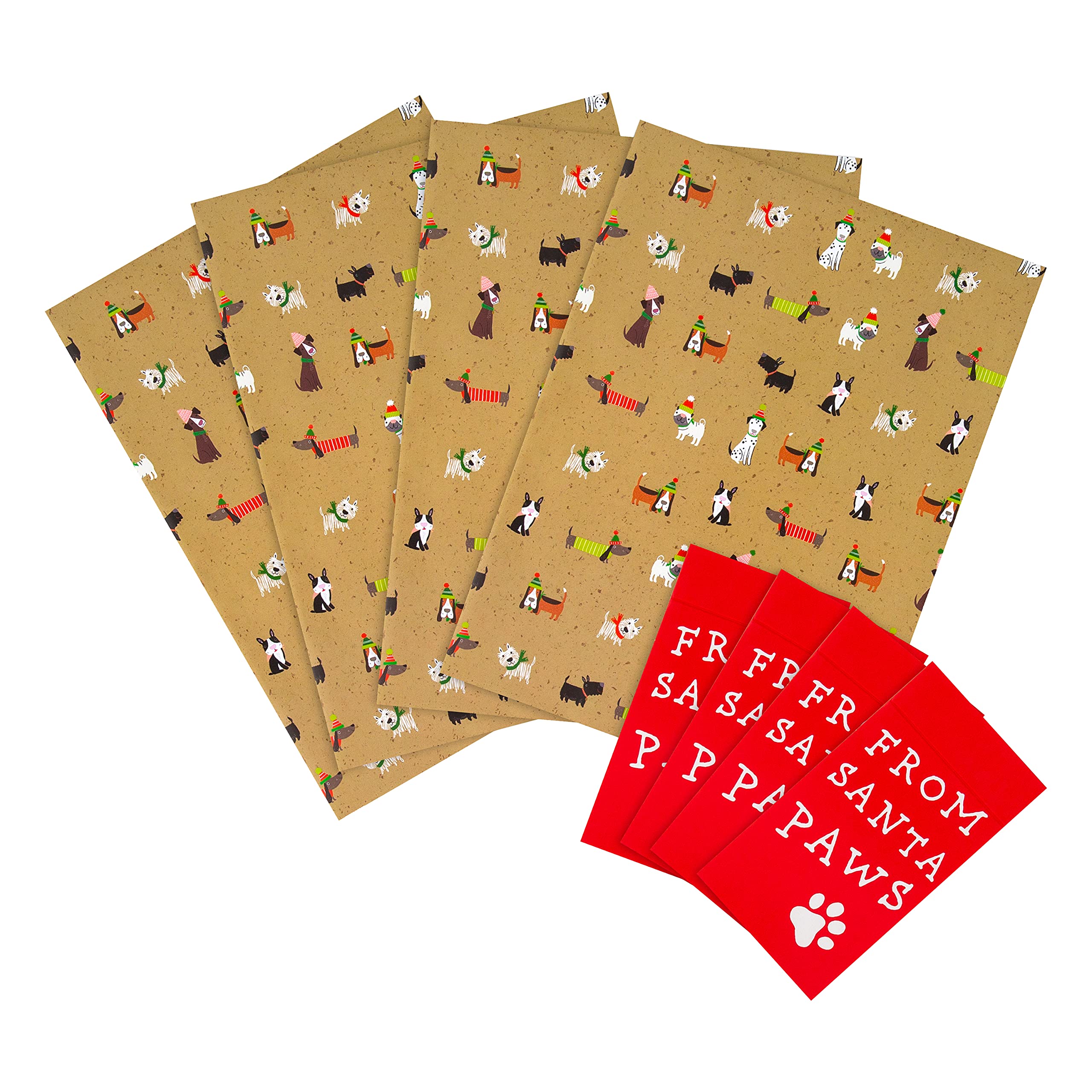 Hallmark Wrapping Paper and Gift Tag Bundle for The Dog - Multipack of 2 Sheets and 2 Tags, 1 Design
