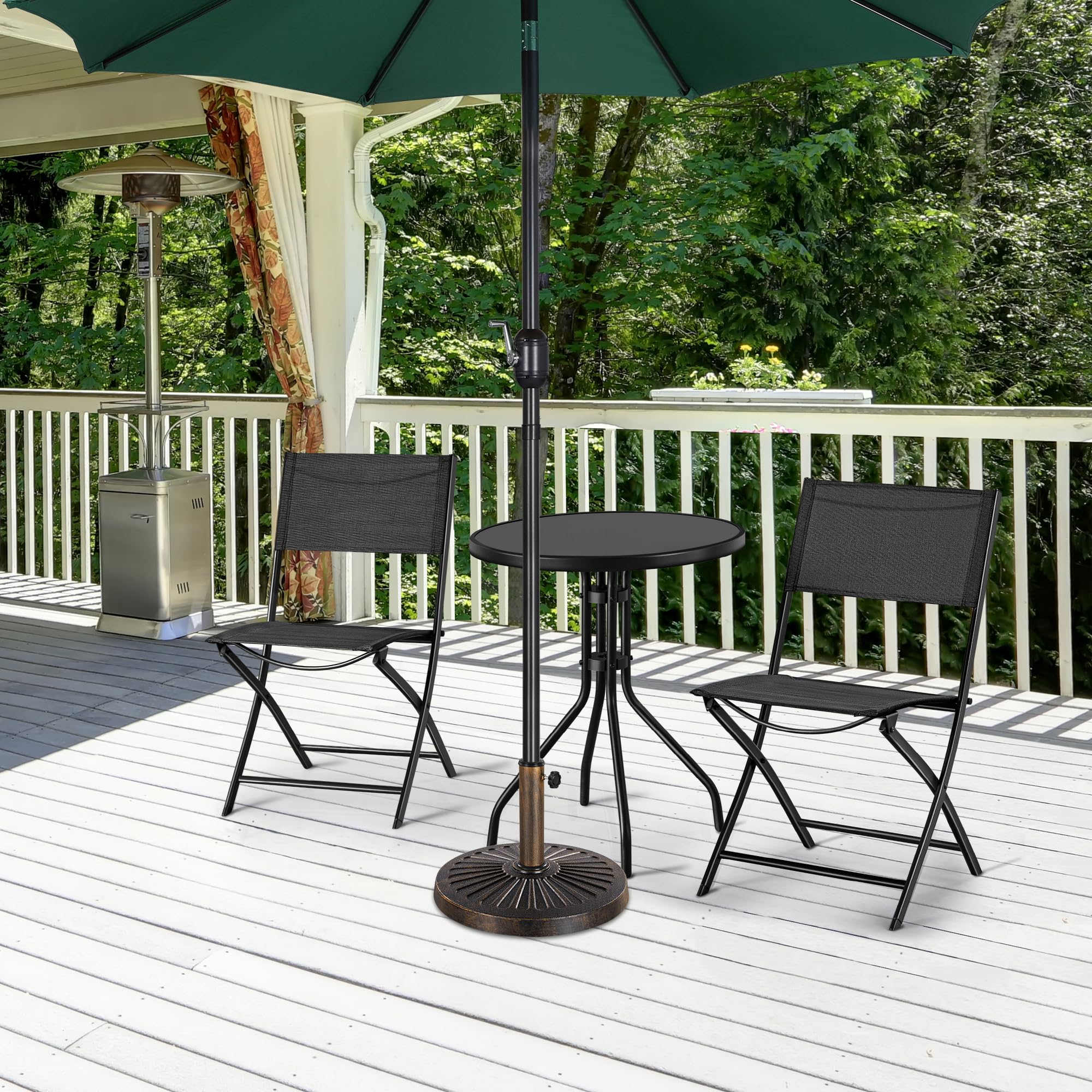 Yaheetech Base per Ombrellone da Giardino in Resina e Metallo Supporto 12 kg per Pali da Ø38mm o Ø48mm con Manopola per Esterno Veranda Terrazza Piscina Spiaggia Patio, Bronzo