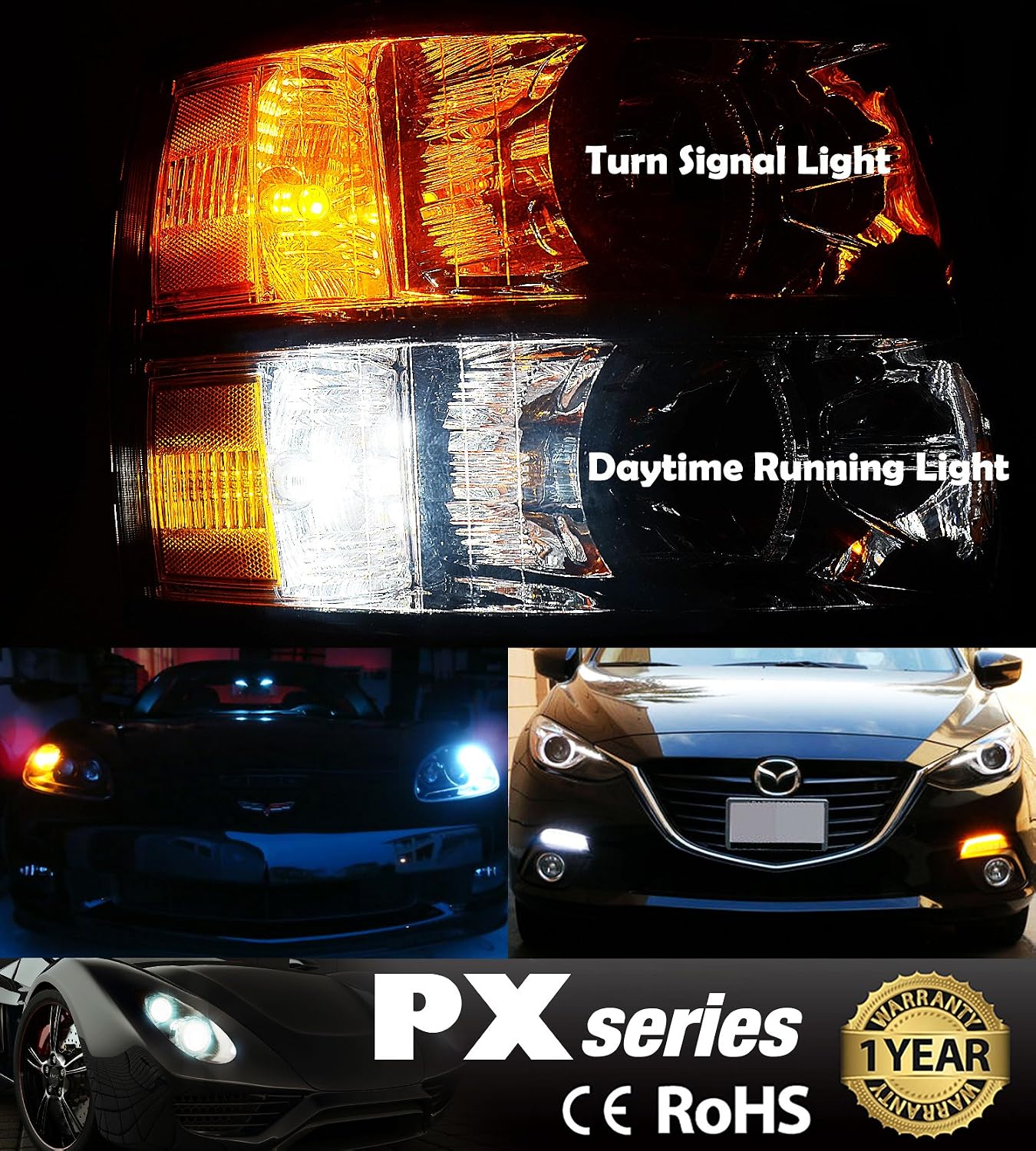 JDM ASTAR Extremely Bright PX Chipsets White/Yellow 3157 3155 3457 4157 Switchback LED Bulbs For Turn Signal Lights
