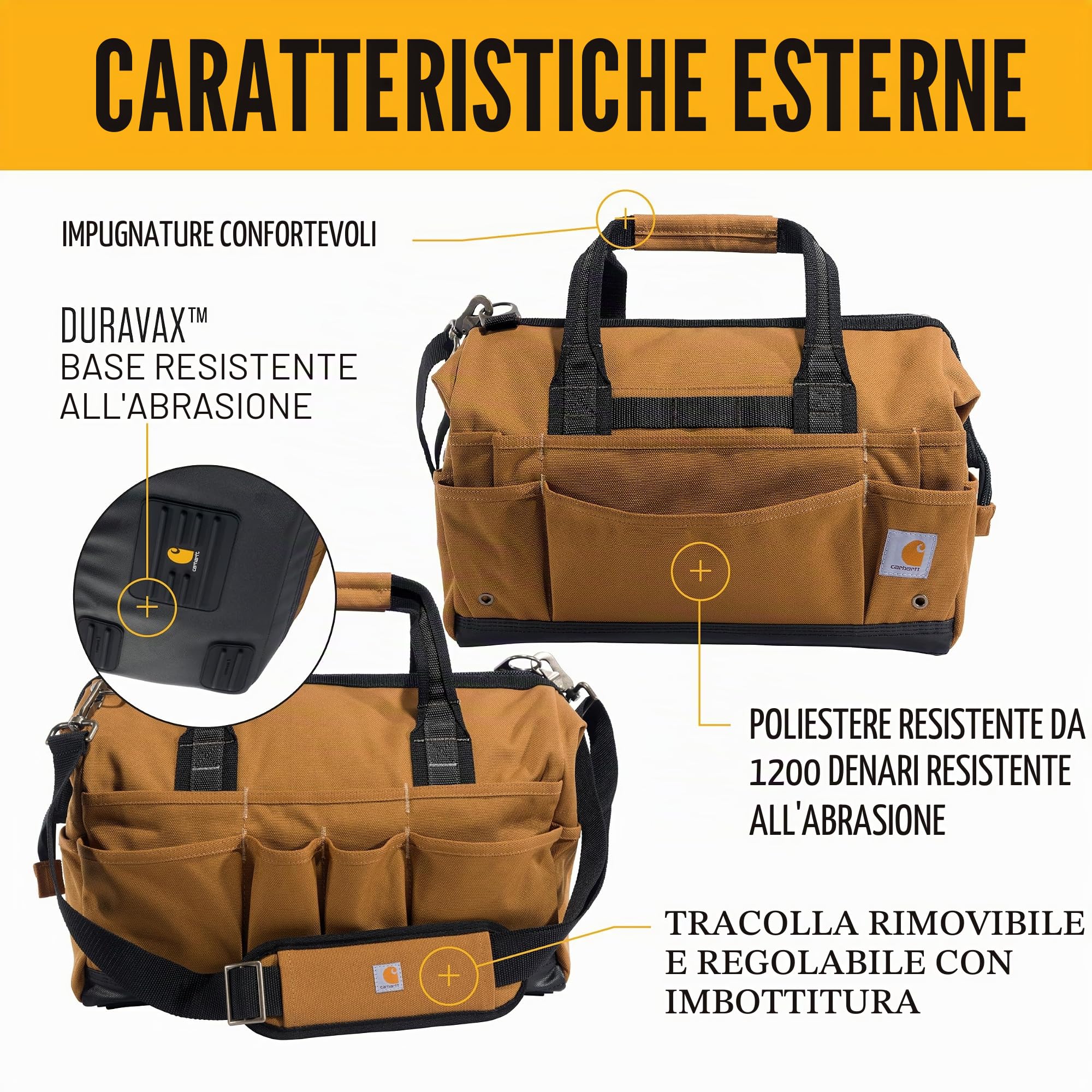 Carhartt Onsite - Borsa porta attrezzi, resistente all'acqua, borsa per attrezzi, pesante, 40,6 cm, 30 tasche, marrone Carhartt