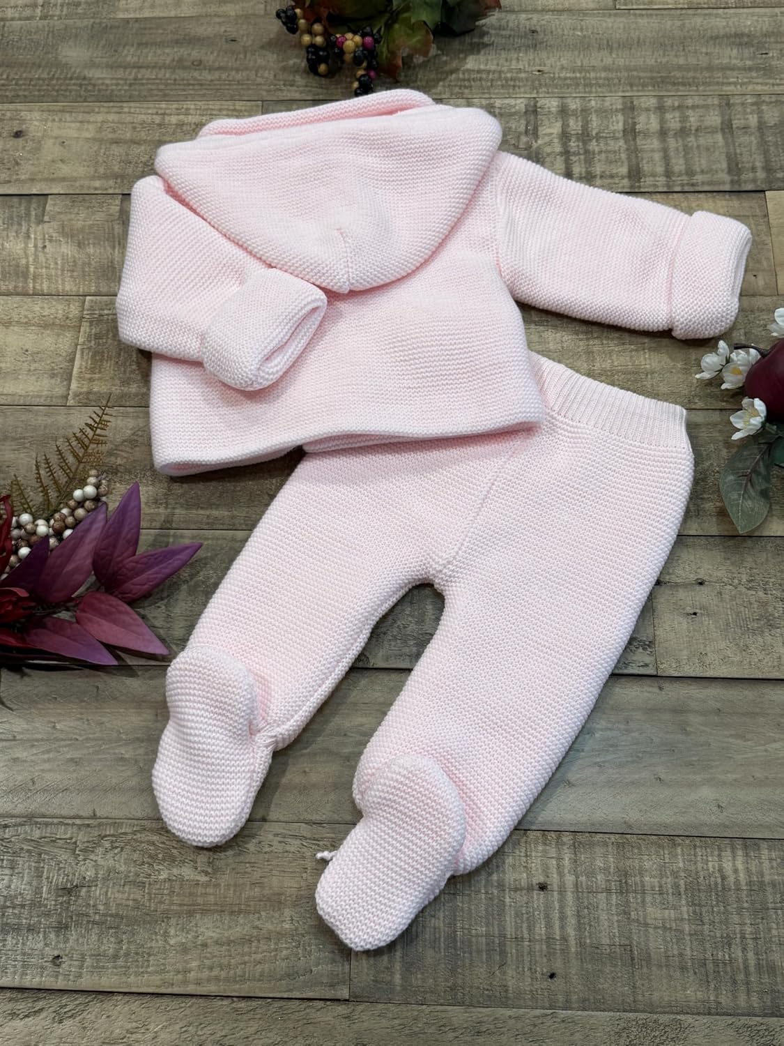 Baby Knit Outfit 2-Piece Set Jacket Footie Pants Boys Girls Warm Winter Infant Clothes - Made in Spain