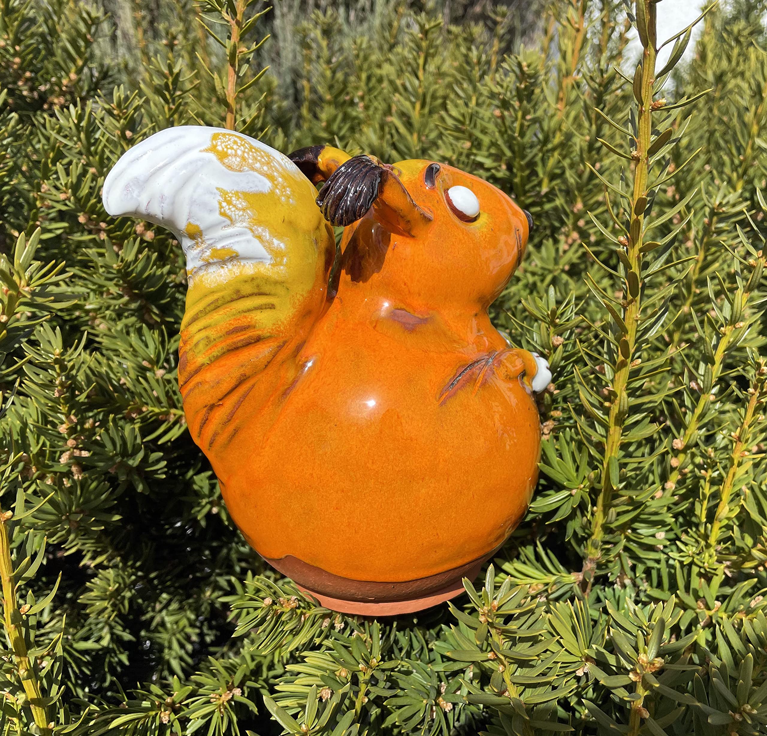 Midene Decoration Jardin Exterieur Statue en Céramique - Deco Extérieur - Figurines pour Jardin - Faite à la Main, Résistant au Gel, Cadeau Unique pour Les jardiniers - Écureuil
