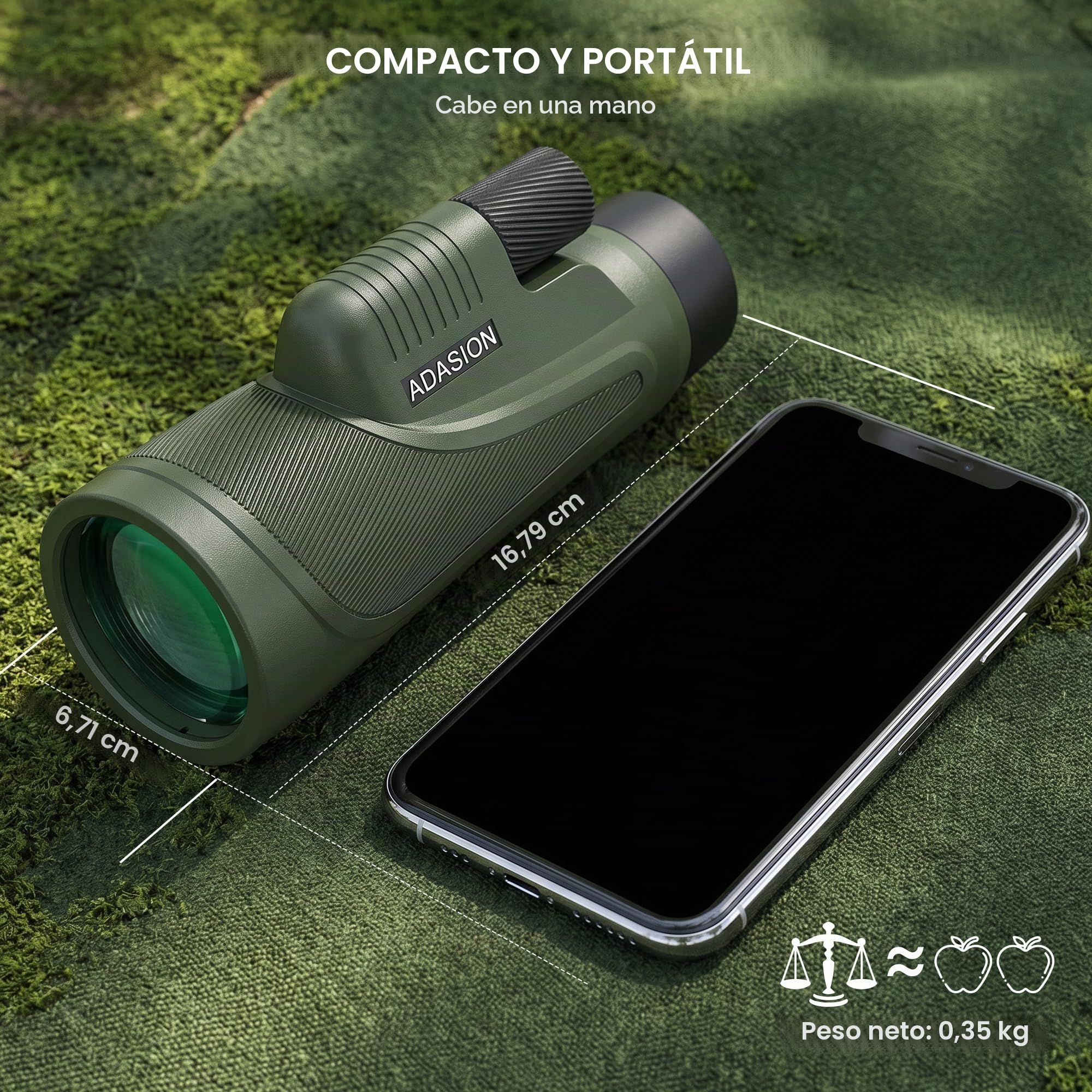 12x56 HD Telescopio Monocular de Alta Potencia para Adultos con Adaptador para Smartphone, Telescopio Monocular de Alta Potencia con Visión Clara con Poca Luz