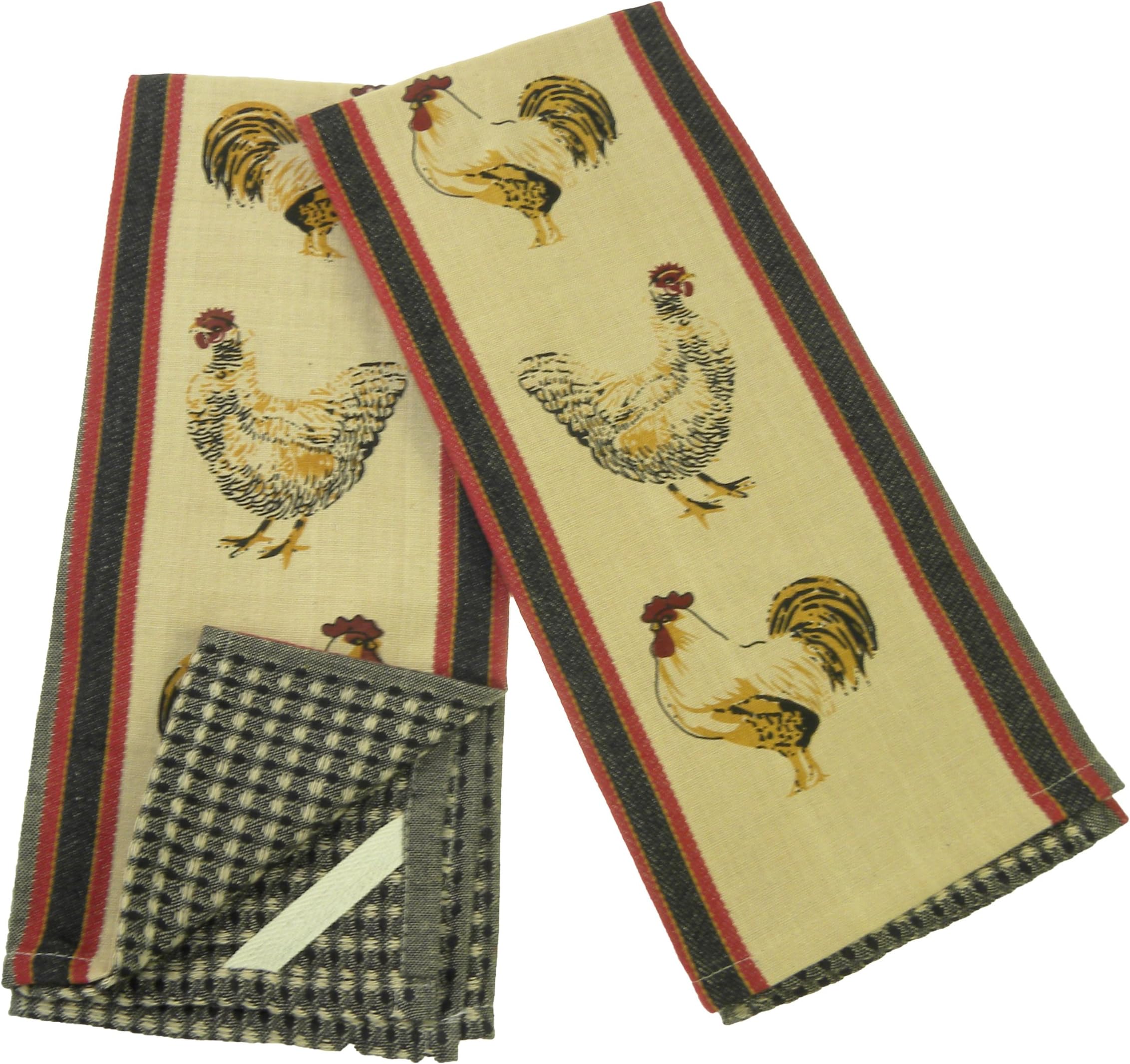 Hens & Rooster Kitchen Towels, Set of 2