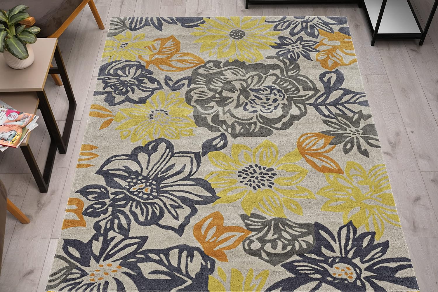 Linon RUG-TARL3257 Trio Collection, Gray, 5 x 7