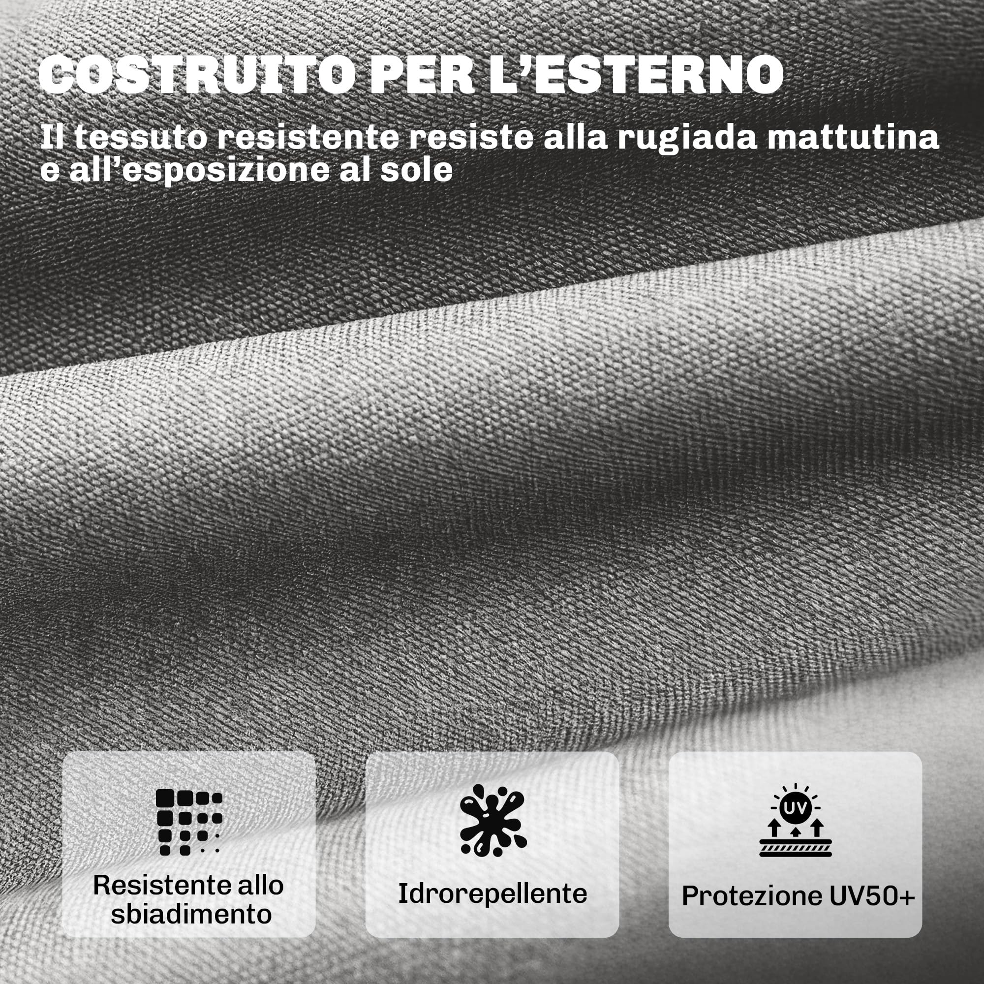 Outsunny Cuscino per Poltrona da Patio, UV50+ con Cinghie di Fissaggio, 198x65x13 cm, Grigio Chiaro