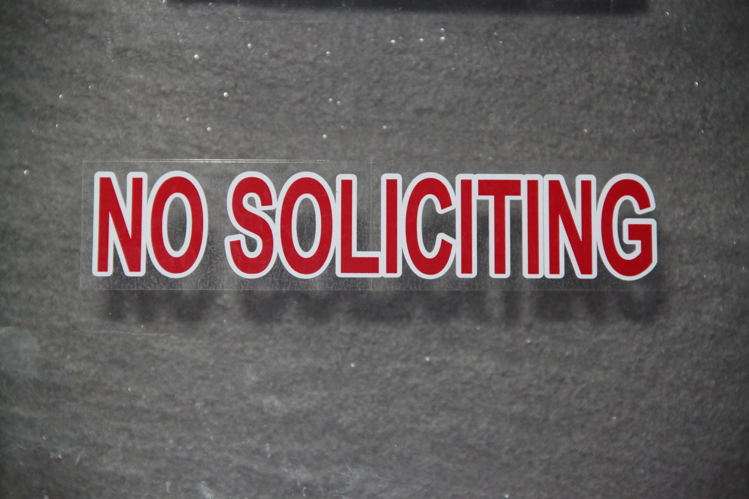 No Soliciting Sticker, Premium Indoor Static face Cling on Window Glass, Vivid red Color Like a Stop Sign. (2)