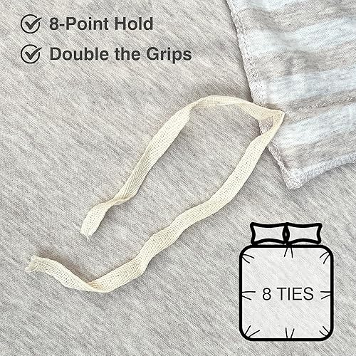 Miniatura 5 de PURE ERA Juego de funda de edredón de punto de jersey, 100% algodón de camiseta jaspeado, súper suave, cómodo, diseño clásico a rayas, con cierre de