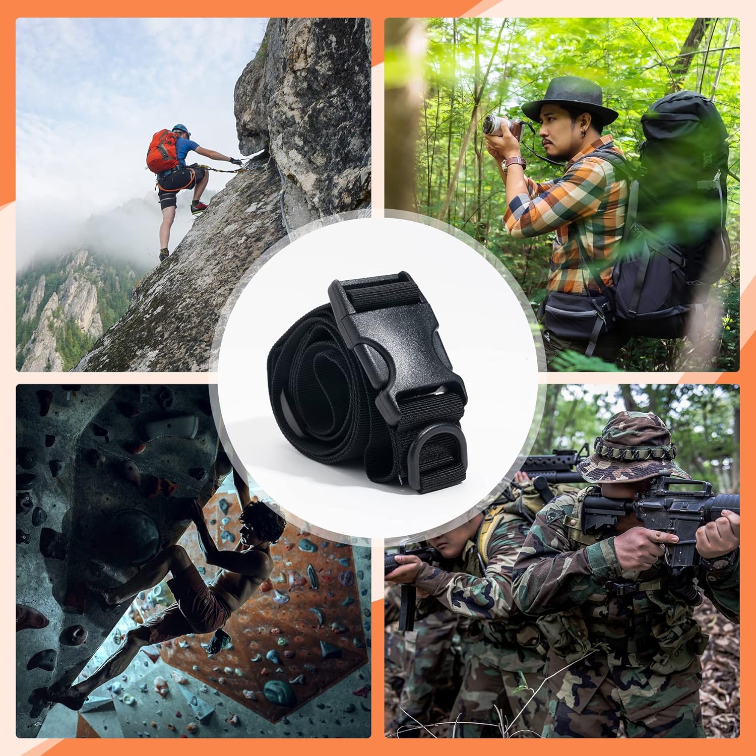 TXIN Tactical Belt, Mens Nylon Military Waist Canvas Belts with Adjustable Quick-Release Buckle Strap, Black - Image 7