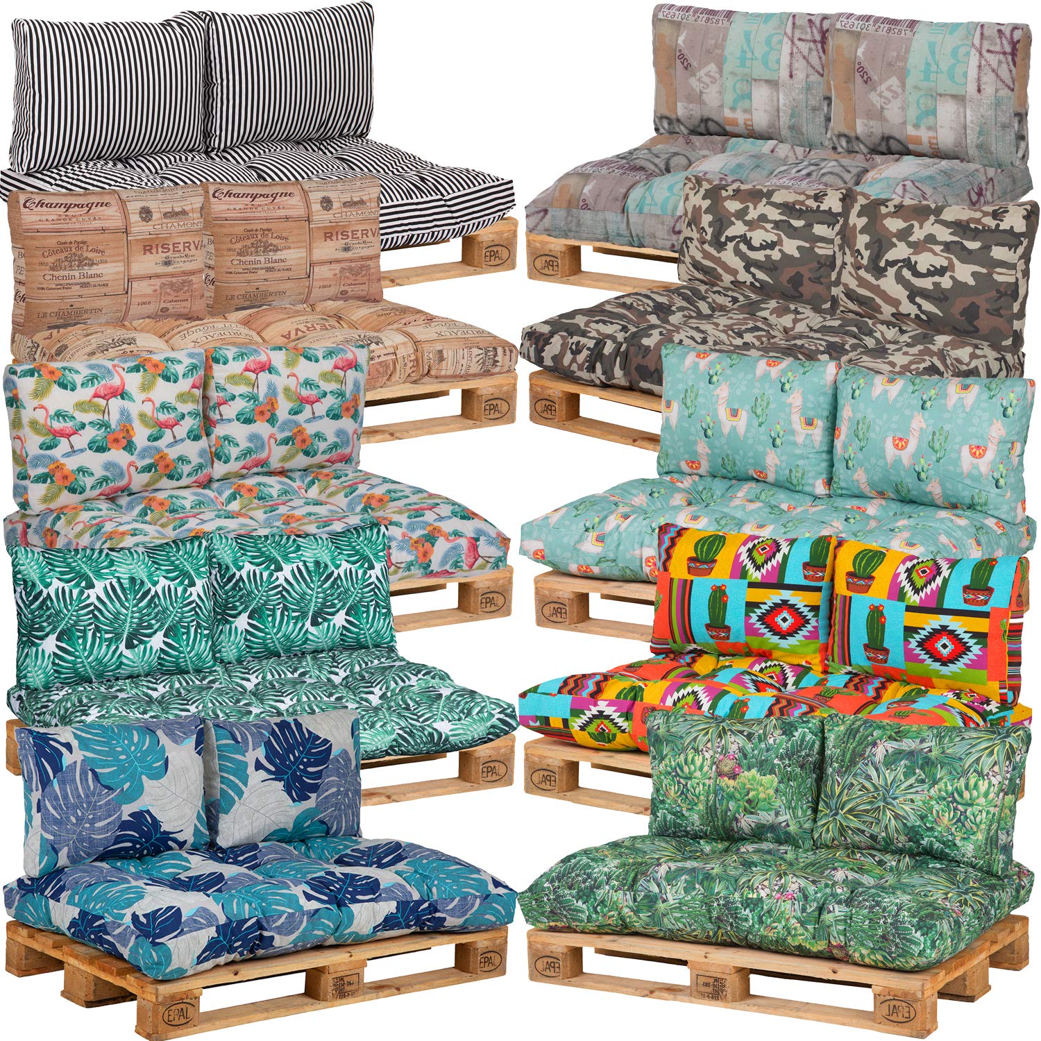 thumbnail: XDREAM Garden Set Van 3 Palletkussens - Zitkussen, Rugkussen En Armleuningen, Antraciet, 120 X 80 Cm + 120 X 40 Cm