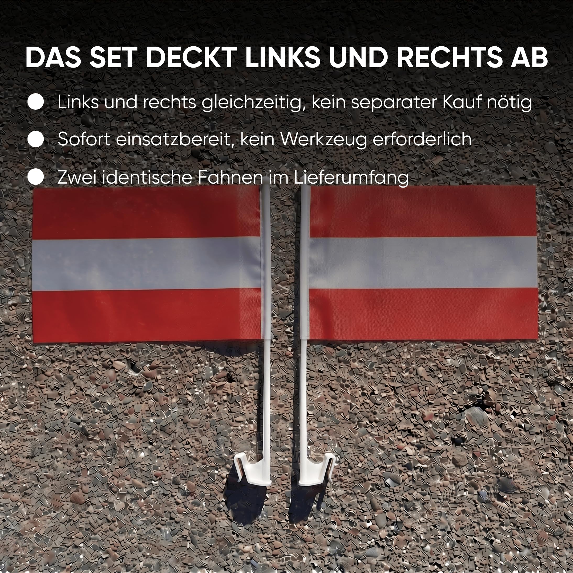 Sonia Originelli Fanset Fanartikel für das Auto Motorhaubenfahne Fensterfahnen Spiegelüberzieher Magentflaggen Farbe: Österreich XL