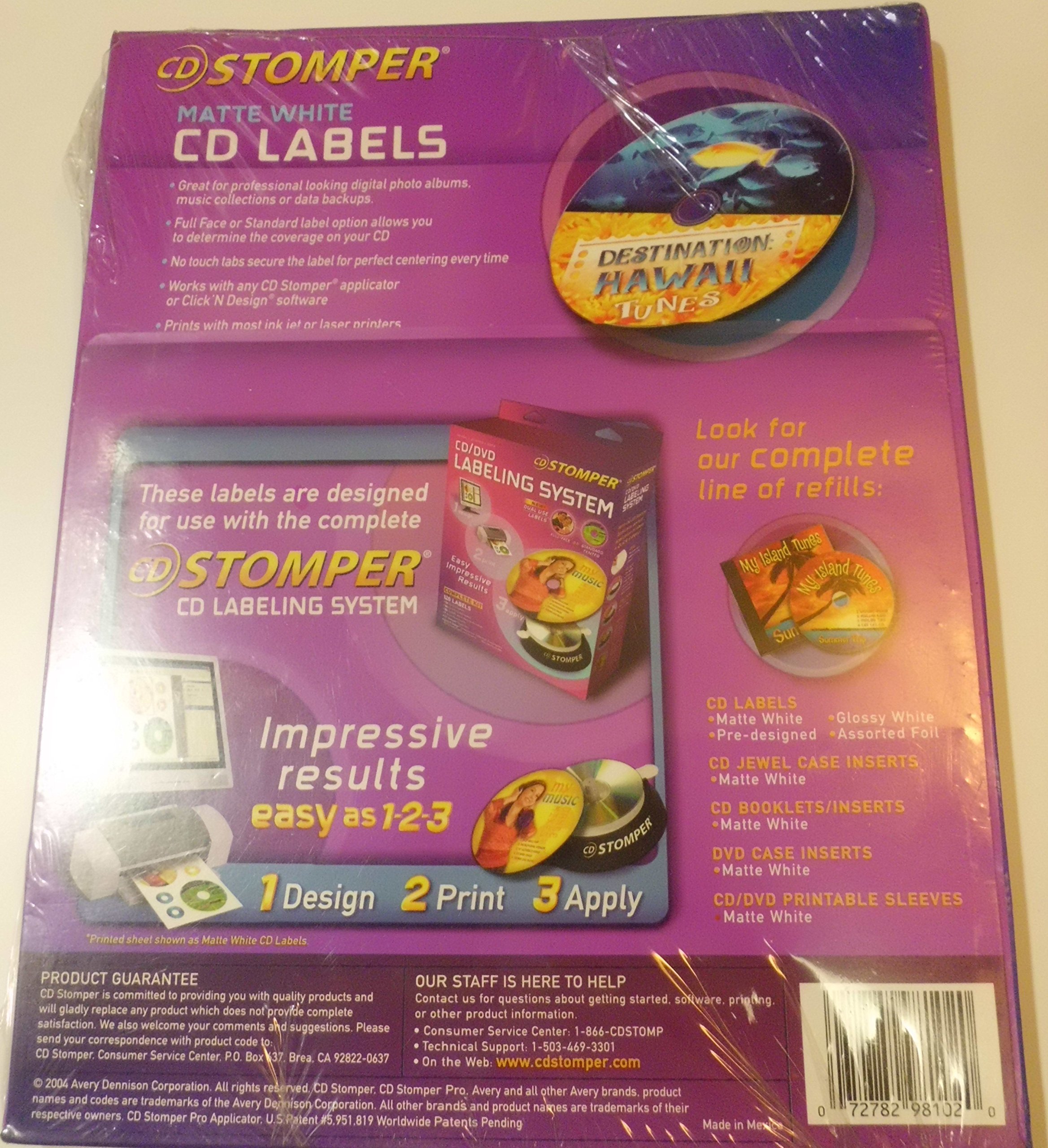 Avery 100-labels 98102 Matte White CDlabels for cd Stomper ...