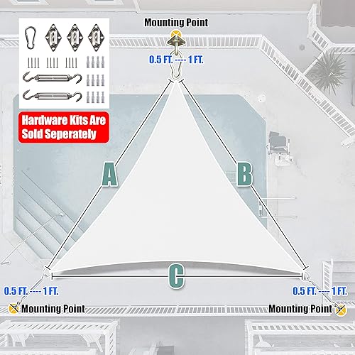 Miniatura 7 de Amgo ATAPT10 - Toldo triangular de malla con bloqueo de rayos UV, tela resistente de grado comercial