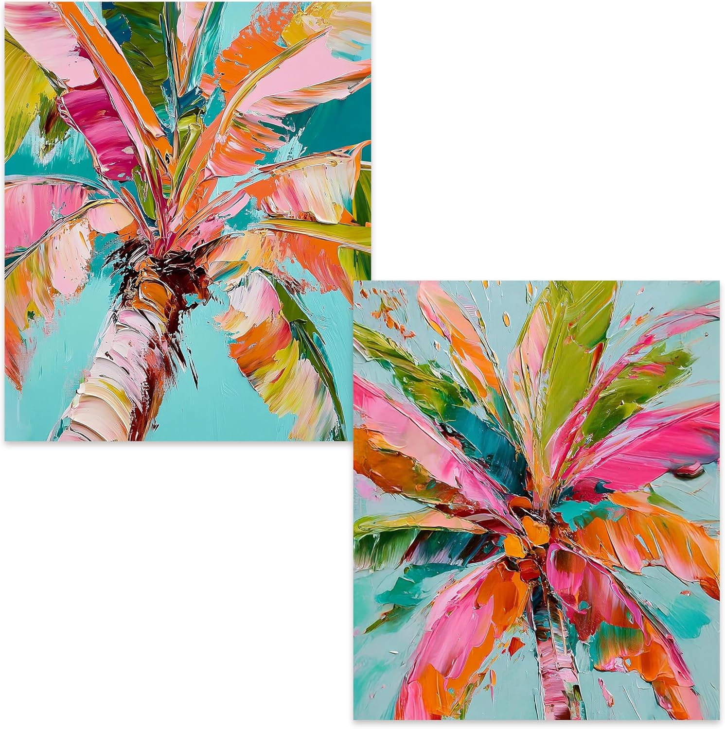 Kemingni 2 Pack Abstract Palm Tree Diamond Painting Kit, Tropical Pink Palm Tree Diamond Art Kits for Adults Beginners, Full Drill Gem Painting for Home Wall Decor, 9.8x11.8 Inch