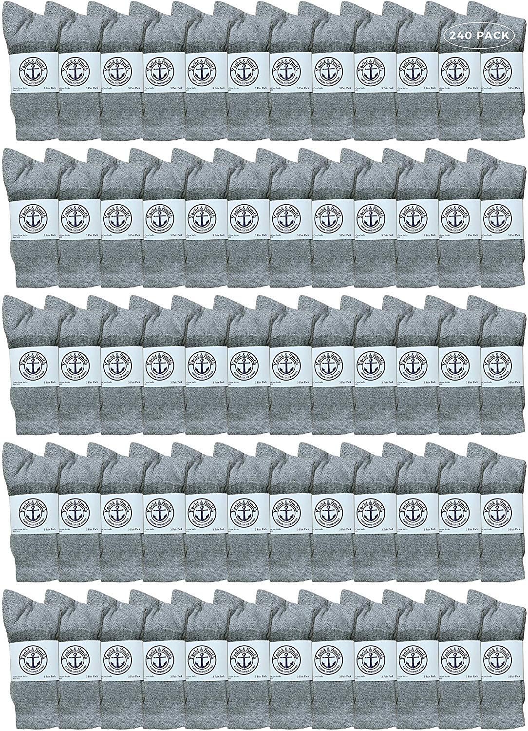 240 Pairs Of Yacht & Smith Wholesale Bulk Womens Crew Socks, Cotton Sport Athletic Socks - Size 9-11