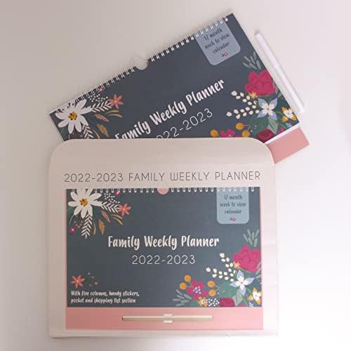 2023 Family Weekly Home Planner 17 Months 5 Columns Handy Stickers Pocket, Shopping List