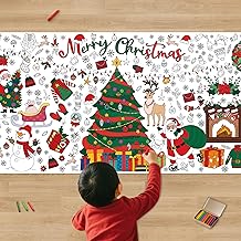 Xmas Giant Coloring Tablecloth/Poster-Christmas Crafts-30 x 72 Inches Jumbo Paper Coloring Banner Gifts Activities Games Party Classroom Decor Christmas Decorations