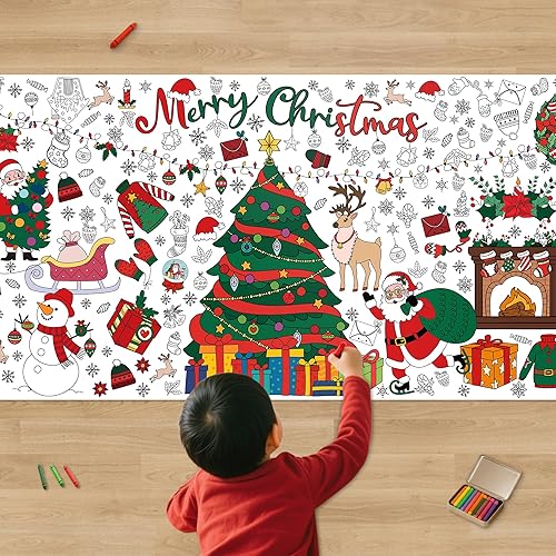 Xmas Giant Coloring Tablecloth/Poster-Christmas Crafts-30 x 72 Inches Jumbo Paper