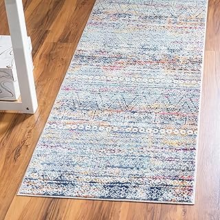 Rugs.com Malibu Collection Runner Rug â€“ 6 Ft Runner Multi Low-Pile Rug Perfect for Hallways, Entryways