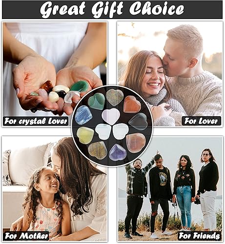 Miniatura 7 de Crocon Juego de 5 piedras de amatista con forma de corazón de 0.787 pulgadas (0.787 in) con forma de corazón, 400 quilates, bolsillo de cristal