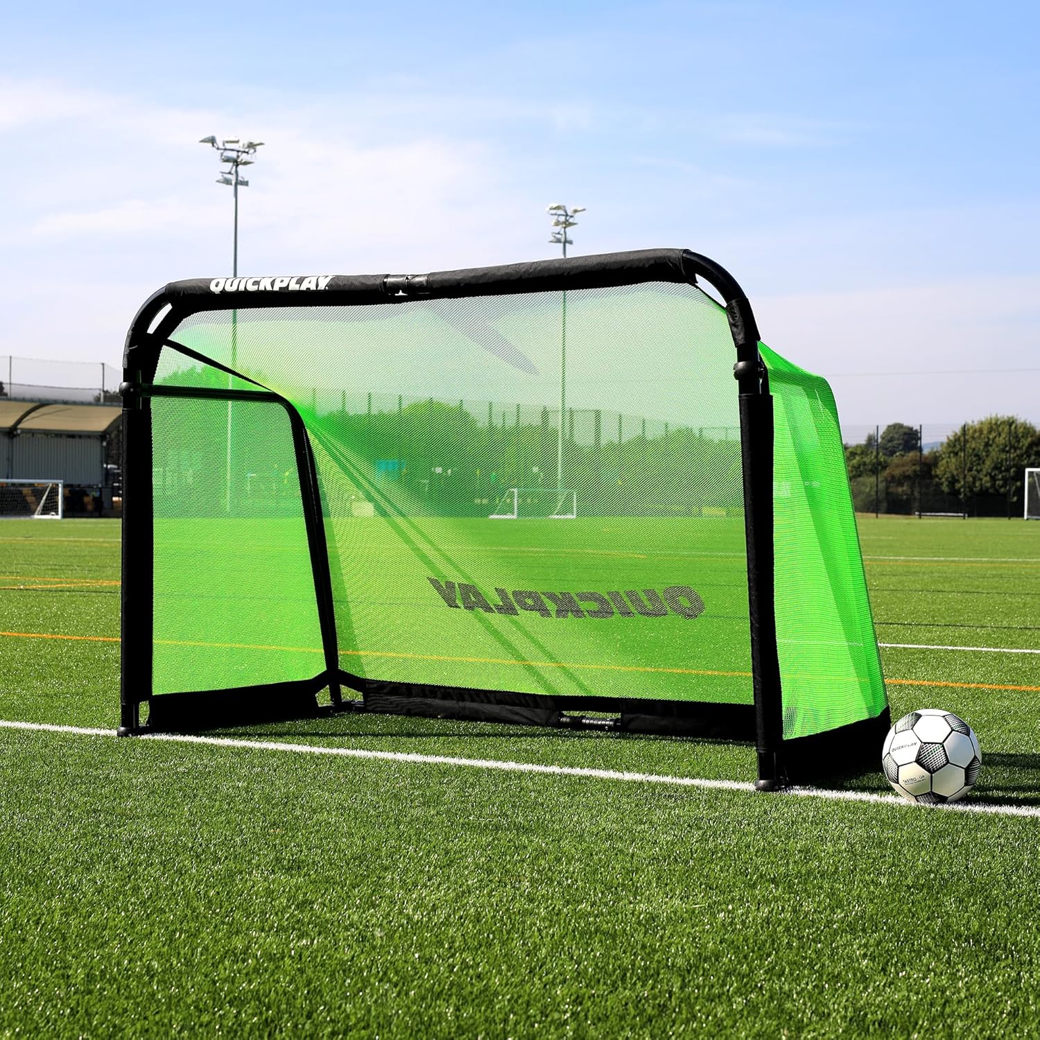 QuickPlay Pro Alu Training Soccer Goals - Portable Pop Up Soccer Goals with Aluminum Frame, Backyard Soccer Nets for Kids Soccer & Soccer Training Equipment with 10-Second Foldable Packdown